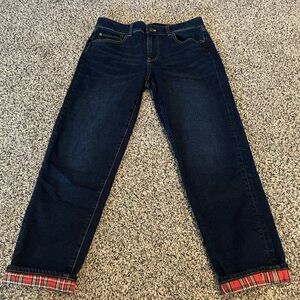 Talbots Indigo Jeans with Plaid Accents